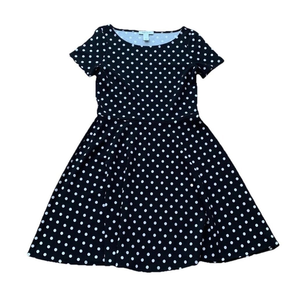 White House Black Market Black White Polka Dot Dress Size 4 Fit And Flare